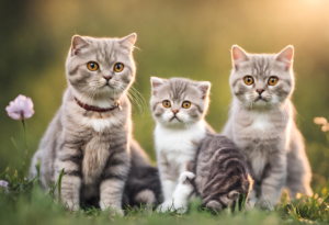 Beautiful Scottish Fold Cat Family