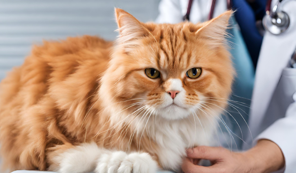 Doctor is treating a Ginger Persian Cat
